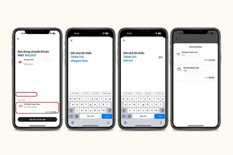 nhap-thong-tin-chuyen-khoan-techcombank Quét mã QR của người nhận và nhập thông tin chuyển khoản