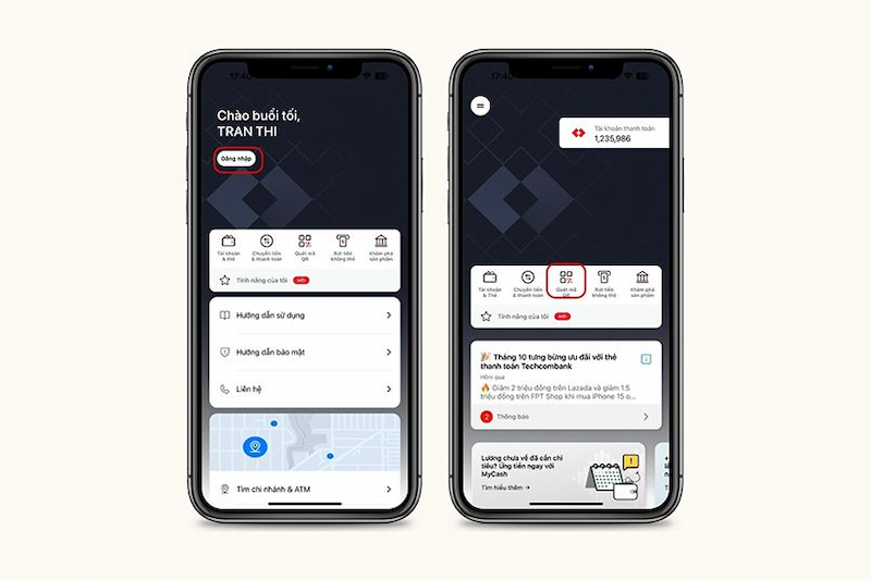 quet-ma-qr-chuyen-tien-techcombank Chọn tính năng Quét mã QR