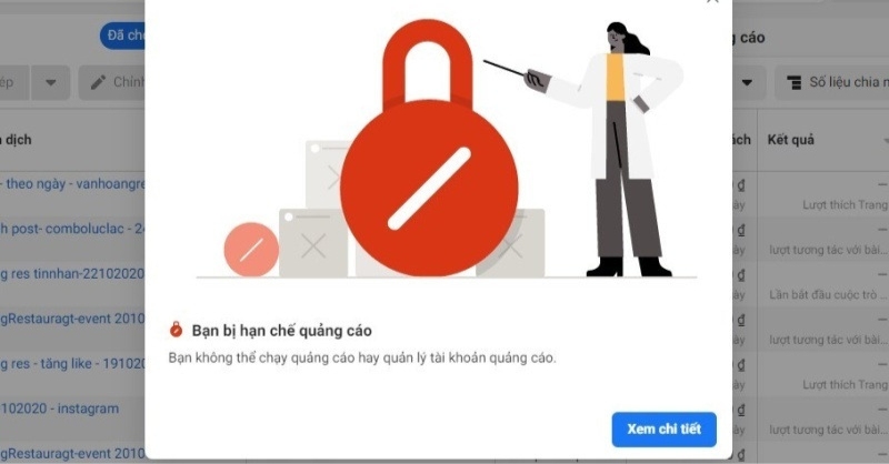 Tài khoản Facebook bị hạn chế quảng cáo