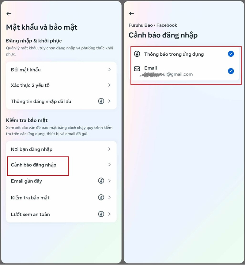 ban-chon-vao-canh-bao-dang-nhap Trong phần “Mật khẩu và bảo mật”, chọn vào “Cảnh bảo đăng nhập”