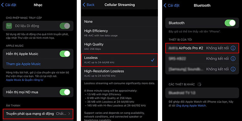 bat-nhac-co-do-phan-giai-cao-va-chon-vao-bluetooth Bật nhạc có độ phân giải cao, bật Bluetooth và nhấn chữ i tại tên AirPods