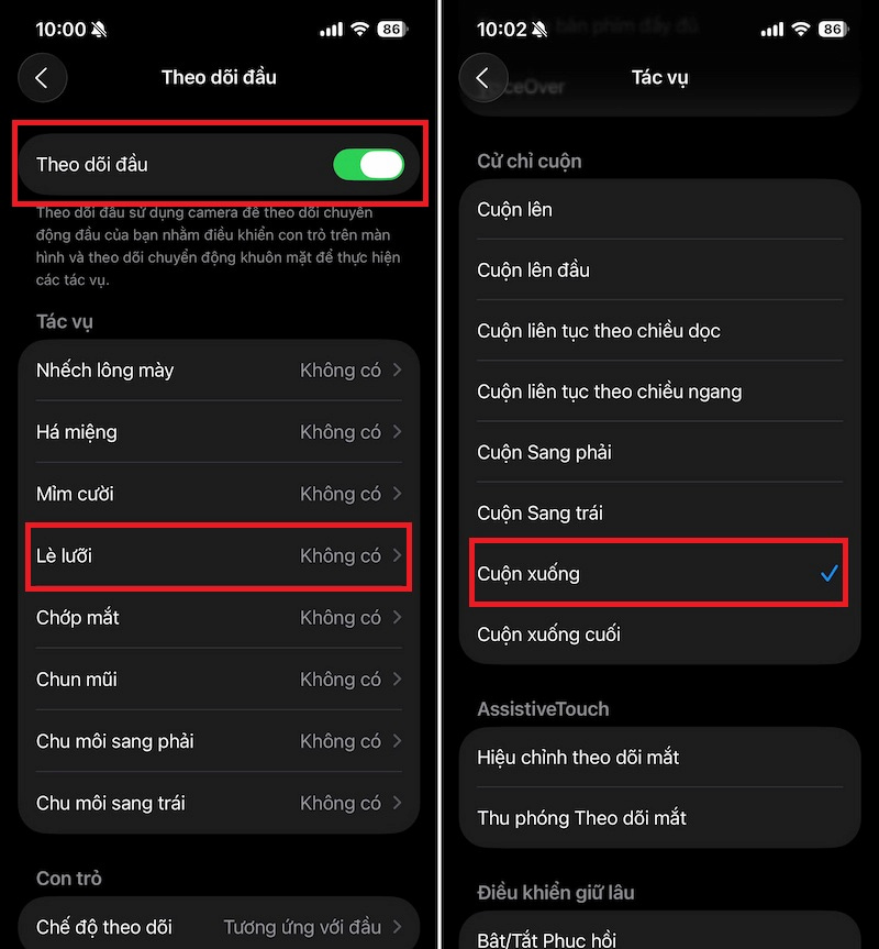 chon-cuon-xuong-cho-cu-chi-le-luoi-ios-26 Gán hành động Cuộn xuống cho cử chỉ lè lưỡi