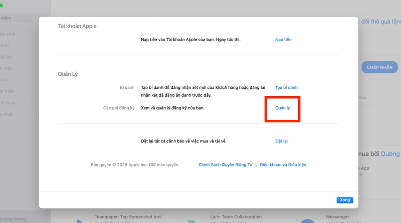 chon-quan-ly-tren-may-mac Xem thông tin tài khoản và chọn Quản lý