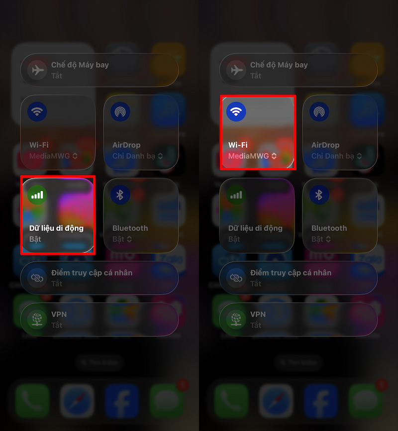 Sử dụng Wi-Fi thay vì mạng di động 4G/5G khi iPhone nóng máy