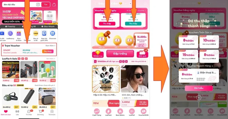 Hướng dẫn lưu mã giảm giá vào ví Voucher Lazada