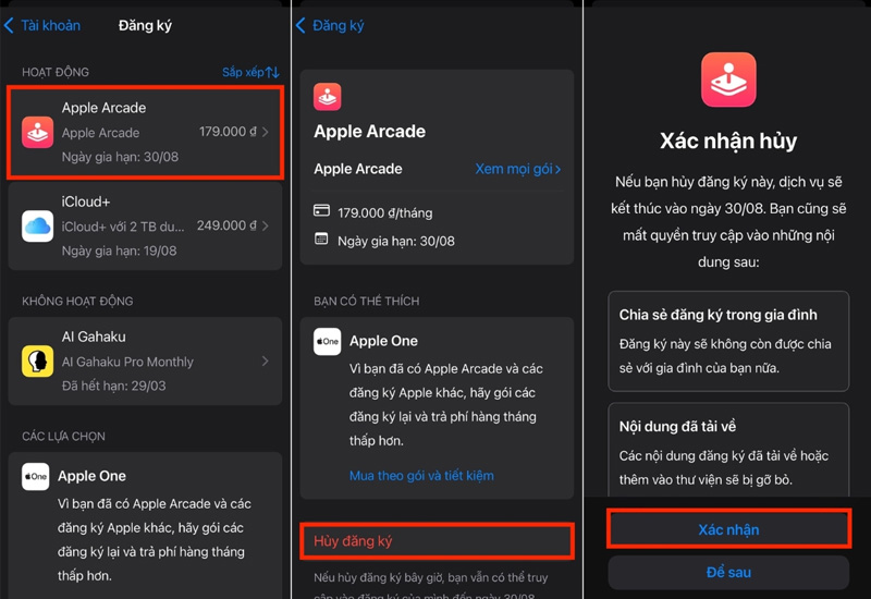 huy-dang-ky-apple-arcade-tren-iphone-ipad Trong Cài đặt chọn mục đăng ký và chọn vào Apple Arcade để hủy đăng ký