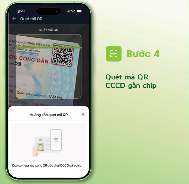 Mở tài khoản Vietcombank xác thực bằng CCCD gắn chip bước 4