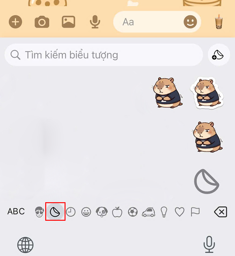 Nhấn vào ký hiệu nhãn dán và gửi