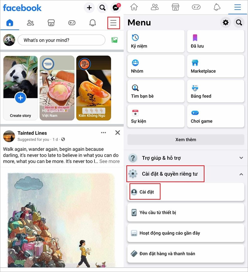 vao-cai-dat-quyen-rieng-tu-va-chon-e2809ccai-dat Chọn vào mục “Cài đặt & quyền riêng tư” và chọn “Cài đặt”