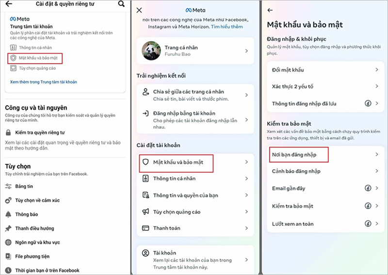 vao-mat-khau-va-bao-mat-va-chon-noi-ban-dang-nhap Chọn vào “Mật khẩu và bảo mật” > Chọn vào “Nơi bạn đăng nhập”