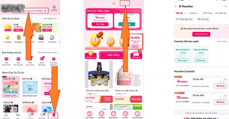 Ví Voucher Lazada ở ứng dụng Lazada