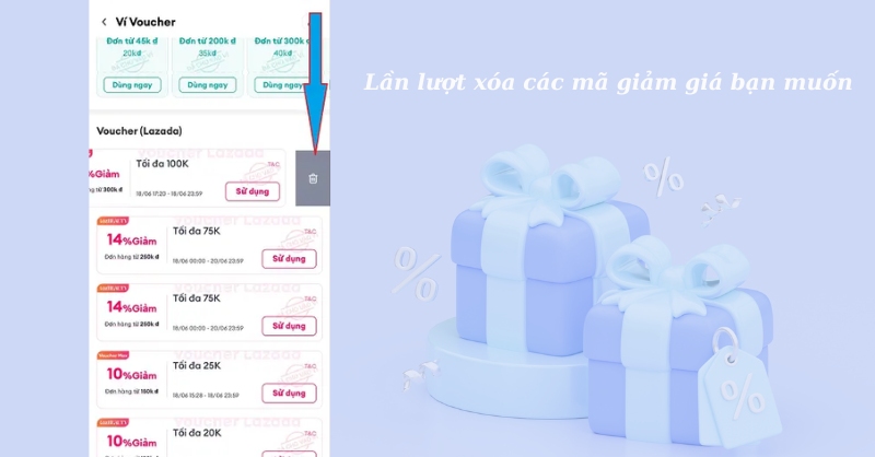 Xóa từng mã giảm giá không dùng đến